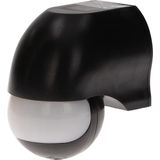 Bewegingssensor - Zwart - PIR - 180° Detectie - Waterdicht IP44 - Instelbare Tijd & Lichtgevoeligheid