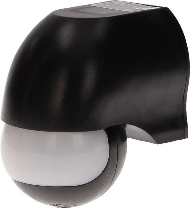 Bewegingssensor - Zwart - PIR - 180° Detectie - Waterdicht IP44 - Instelbare Tijd & Lichtgevoeligheid