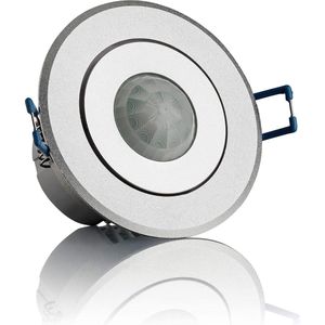 LED PIR bewegingsmelder - 360° detectie - Kantelbaar - Inbouw plafond - Rond - Zilver - 1200 Watt