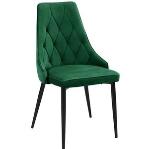 AKORD | 1 stuk fluwelen eetkamerstoelen | Moumoute fluwelen stoel | gewatteerde stoel met stalen poten | kaptafelstoel | modern | draagvermogen: 130 kg | flessengroen