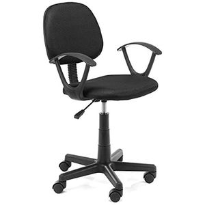 AKORD FD-3 Bureaustoel voor kinderen, bureaustoelen met armleuning, bureaustoel, draaibaar, in hoogte verstelbaar, maximale belasting: 100 kg, zwart