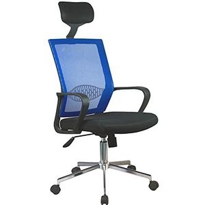 AKORD OCF-9 Ergonomische bureaustoel, bureaustoelen met armleuning, bureaustoel met hoofdsteun, draaibaar, in hoogte verstelbaar, maximale belasting: 125 kg, blauw