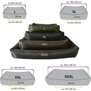 BedDog® hondenmand MAX, vierkant hondenkussen, grote hondenbed, hondensofa, hondenhuis, met afneembare hoez, wasbaar, maat L-XXXL