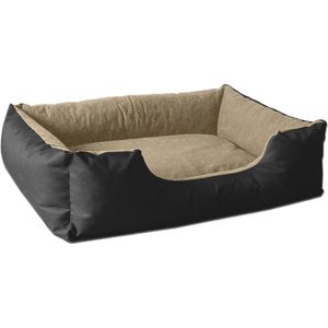 BedDog® hondenmand LUPI, vierkant hondenkussen, grote hondenbed, hondensofa, hondenhuis, met afneembare hoez, wasbaar, M, beige/bruin