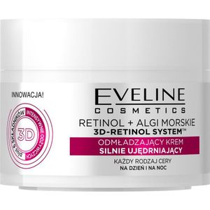 Eveline Cosmetics, Nature Line 3D Zeealgen intensief verstevigende dag- en nachtcrème vermindert rimpels fijne lijntjes ouderdomsvlekken voor alle huidtypes, retinol en zeealgae, 50 ml
