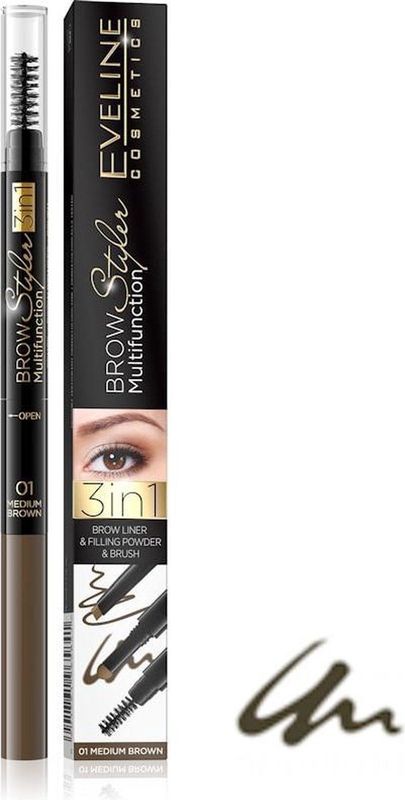 Eveline Cosmetics - Brow Styler - Wenkbrauwpotlood - Tint 01 Medium Brown - 1,2 gr