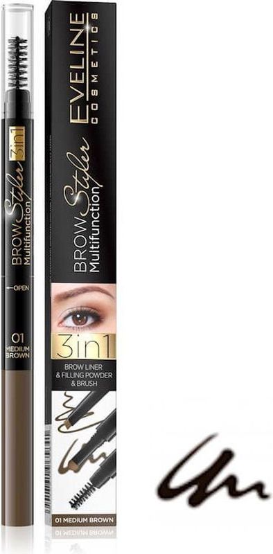 Eveline Cosmetics - Brow Styler - Wenkbrauwpotlood - Tint 02 Dark Brown - 1,2 gr