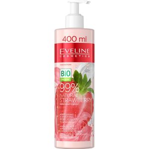 Eveline Cosmetics Bio Organic Natural Strawberry lichaamsyoghurt voor Droge en Geirriteerde Huid 400 ml