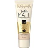 Eveline Cosmetics Satin Matt Matting Satin Matt Matterende en Dekkende Gezichtsprimer, 30 ml, nr. 101 Ivoor