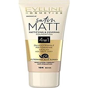 Eveline Cosmetics Satin Matt Matterende Make-up  met Slakken Extract Tint  104 Beige 30 ml