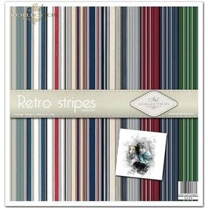 ITD Collection - Scrapbooking-pakket, scrapbooking papier, decoratief papier, decoupage, kaarten maken, papierformaat - 310 x 320 mm (Retro stripes -SLS-016)