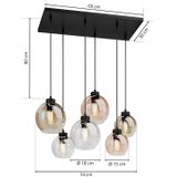 TK Lighting Cubus Hanglamp - Helder/Honing/Bruin - 6-Lamps - 74 cm
