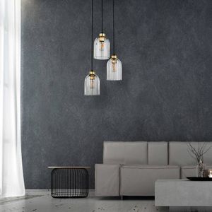 TK Lighting Glazen hanglamp Satipo, 3-lamps, transparant