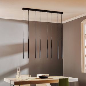 TK Lighting Piano hanglamp, langwerpig 8-lamps zwart