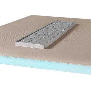 Betegelbare doucheplaat 80 x 80 cm met goot Wiper Showerlay Mistral afvoer horizontale goot hoofdzijde betegelbaar douchebord douchebak gelijkvloers