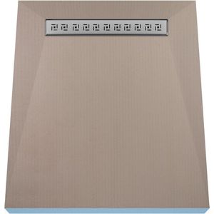 Betegelbare doucheplaat 90 x 150 cm met goot Wiper Showerlay Tivano afvoer horizontale goot hoofdzijde betegelbaar douchebord douchebak gelijkvloers