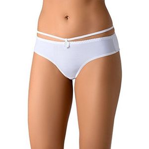 Axami Sexy string glad met ornament/strik, satijn, wit, maat L