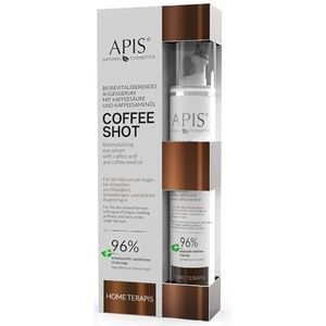 APIS, verjongend oogserum met koffiezuur, jojoba-olie en papaver extract, helderder, hydraterend, vermindert donkere kringen, rimpelvulling, natuurlijke ingrediënten, 10 ml
