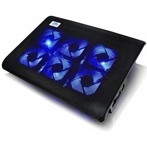AABCOOLING NC70 PC-accessoire met 6 ventilatoren en blauwe leds, pc-gamer, geventileerde houder voor computer en consoles, draagbare koeling