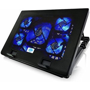 AABCOOLING NC71 - Laptop koeler met 5 ventilatoren, verstelbare helling en blauwe achtergrondverlichting, laptop koeling, computerkoeler tot 15,6 inch en consoles