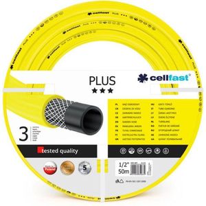 Cellfast Tuinslang PLUS, Flexibel, 3-lagig, garen van topkwaliteit, UV-bestendig, 1/2"", 50m, 10-201