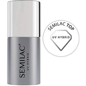 Semilac Topcoat Nagellak | 7 ml | Innovatieve UV LED Top Coat Soak Off Gel Nail voor Kleurbescherming | Glanzende glans en transparant | Eenvoudig aan te Brengen, Bestand Tegen Scheuren | Droogt snel