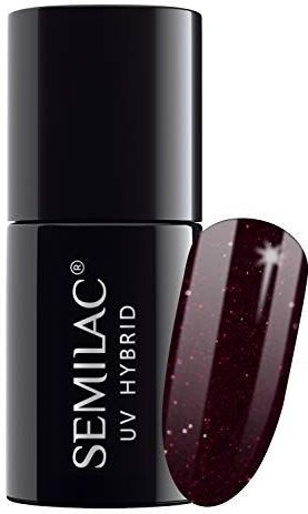 Semilac - Euphoria - Nagellak - 7 ml - Diep Bordeauxrood met Fuchsia Deeltjes