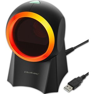 Qoltec 50857 Barcode Scanner - Zwart - Oranje - Bedraad - 1D 2D