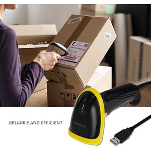 Qoltec - 50860 Barcodelezer - Draagbare Barcode Scanner - Zwart - Geel