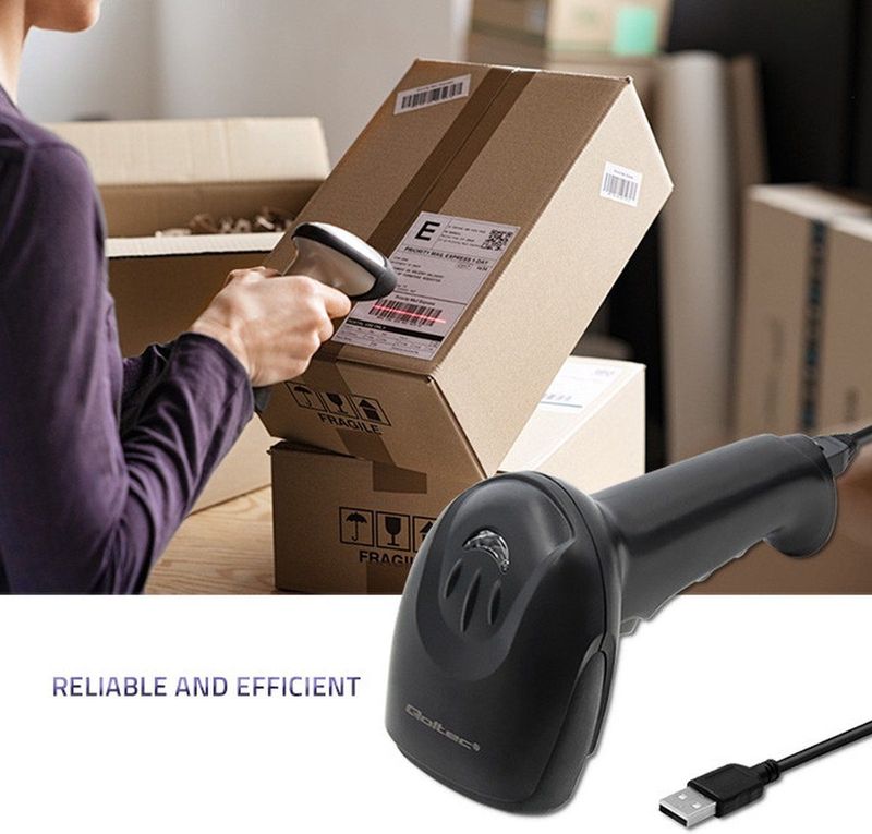 Qoltec - Laserscanner - USB - Zwart - CCD Type - Bedraad - Enkele Lijn