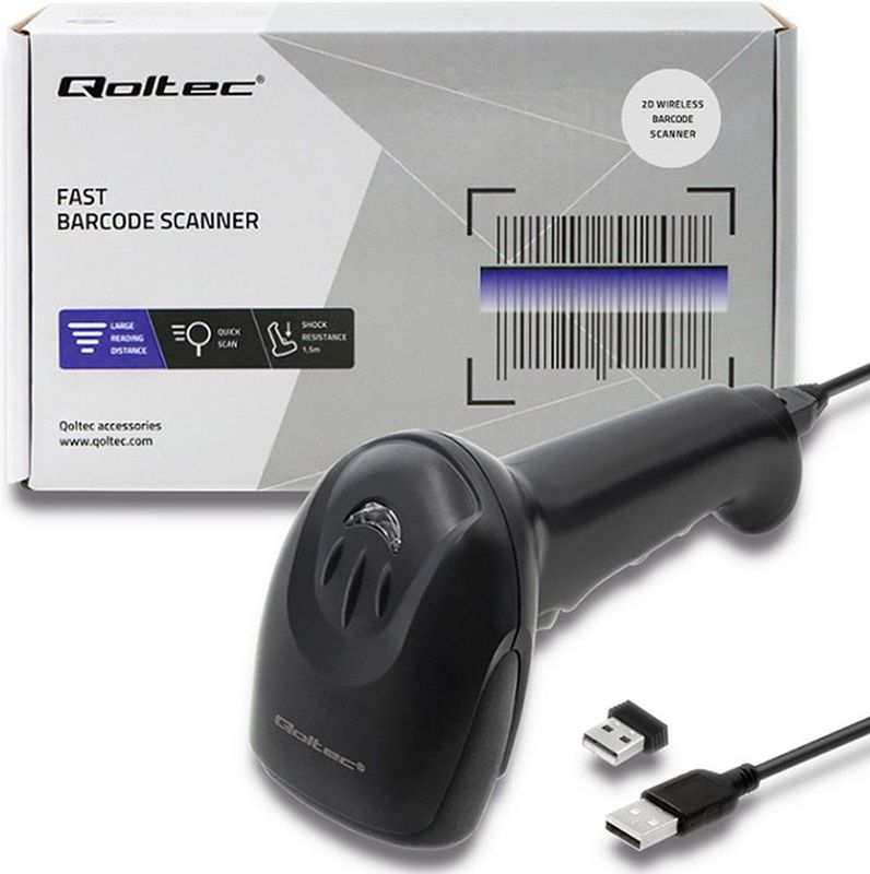 Qoltec - Draadloze Laserscanner - Zwart - Type Draadloos/Bedraad