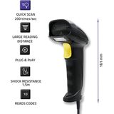 Qoltec - Laserscanner 1D - USB - Zwart - Bedraad - Laser
