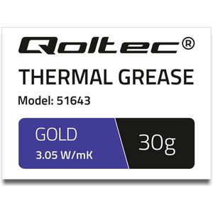 Qoltec Thermisch geleidende pasta 3.05 W / mK 30g Goud, PC-voedingseenheid, Goud