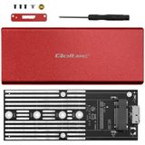 Qoltec - Aluminiowa Behuizing - Harddisk - Rood - Aluminium - 2TB