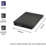 Qoltec Externe DVD-RW recorder |USB 3:0|Zwart.