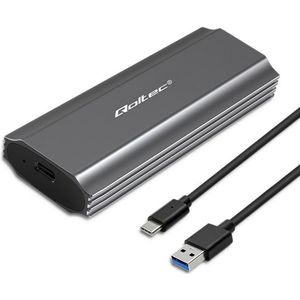 Qoltec - NV2271 - Harddisk Behuizing - Grijs - Aluminium - USB-C