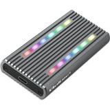 Qoltec - Harddisk Behuizing - Grijs - Aluminium - USB-C - RGB LED