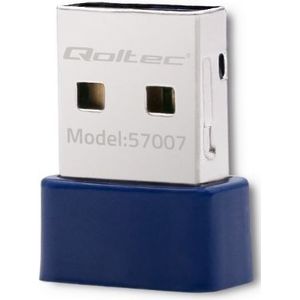 Qoltec - 57007 - Draadloze Mini Bluetooth USB WiFi-adapter - Blauw