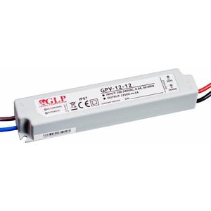 GLP - LED voedingsadapter - 12V 12W 1A - geschikt voor 12V LED-verlichting - IP67 waterdicht