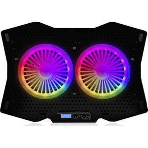 Modecom - CF18 RGB - Laptopstandaard - Zwart - Met Twee Ventilatoren