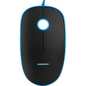 Modecom - MC-M111 - Muis - Zwart - Blauw - Ambidextrous - USB Type-A - Optisch - 1600 DPI