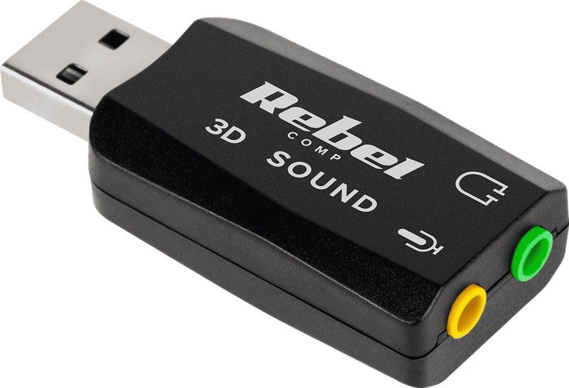 Rebel - USB Geluidskaart - 3D & Virtual 5.1 Sound - Zwart