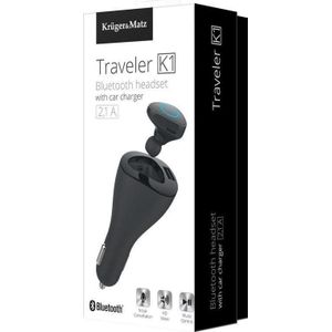 Krüger&Matz Bluetooth bij Kruger & Matz Traveler K1 automobiliniu įkrovikliu, Koptelefoon, Zwart