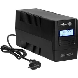 Rebel - Nanopower Plus 1000 UPS - Offline - Sinusoïdaal - 1000VA - 600W - LCD - USB