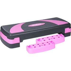 Rebel Active Fitness Stepper - Aerobics Step In Hoogte Verstelbaar Tot 20 Cm - Stepper Stepbank Fitnessstep - Grijs Paars