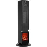 Teesa Elektrische Kachel Verwarming Met Sierhaard Functie 15 – 45°C - PTC Keramische Verwarming 90° Roterend - Inclusief Afstandsbediening - 800/2000W