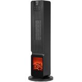 Teesa Elektrische Kachel Verwarming Met Sierhaard Functie 15 – 45°C - PTC Keramische Verwarming 90° Roterend - Inclusief Afstandsbediening - 800/2000W