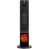 Teesa Elektrische Kachel Verwarming Met Sierhaard Functie 15 – 45°C - PTC Keramische Verwarming 90° Roterend - Inclusief Afstandsbediening - 800/2000W