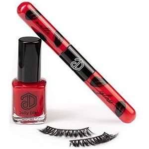 Jolly Dim Makeup Make-up Set 1 - Matte & Gloss Lip Duo Red 1. Eyelashes Classy Nail Polish Carmine 5