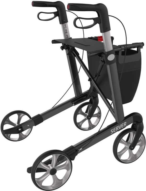 Rehasense - Server - Rollator - Antraciet - Opvouwbaar - Stabiel en Duurzaam